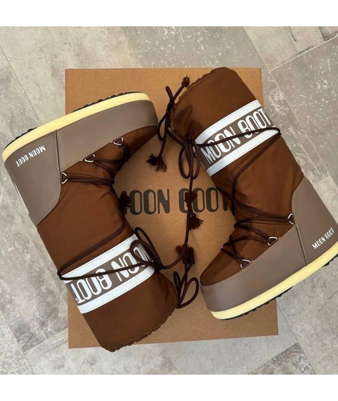 MOON BOOT Коричневые текстильные сапоги, фото 5
