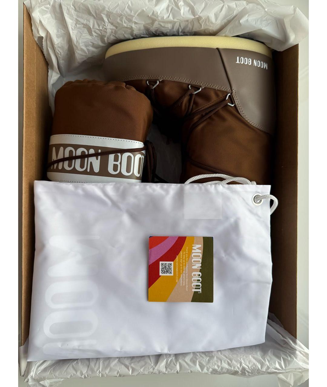 MOON BOOT Коричневые текстильные сапоги, фото 7