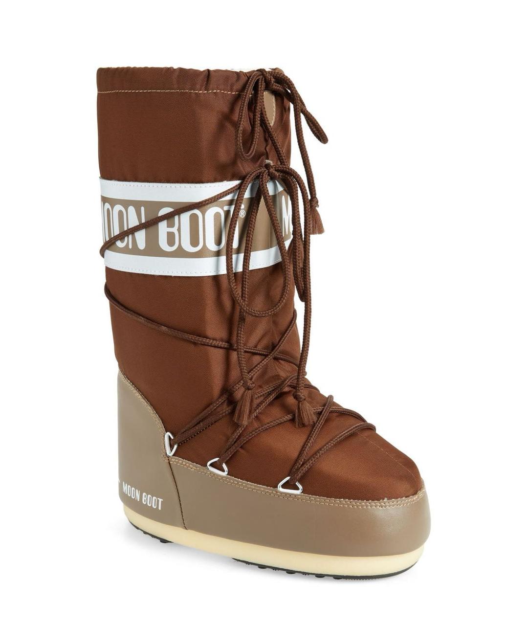 MOON BOOT Коричневые текстильные сапоги, фото 1