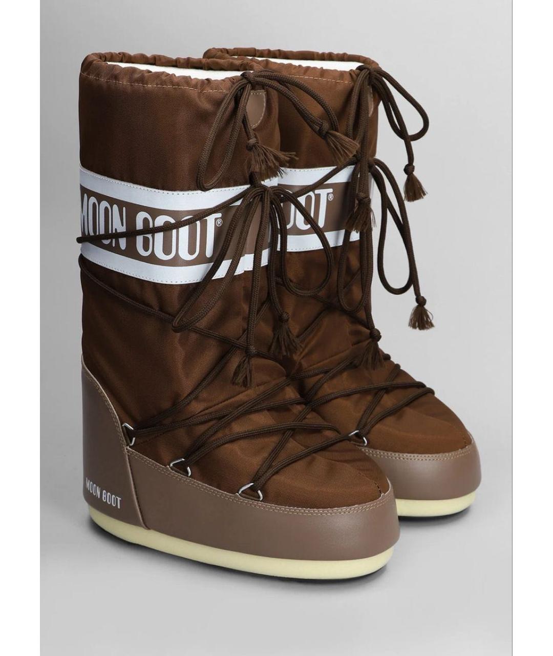 MOON BOOT Коричневые текстильные сапоги, фото 2