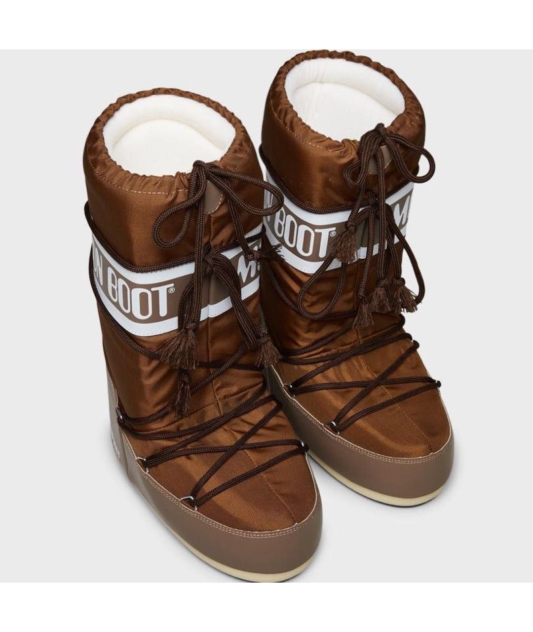 MOON BOOT Коричневые текстильные сапоги, фото 3