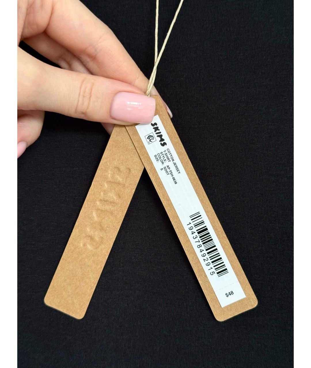 SKIMS Черная хлопковая футболка, фото 4