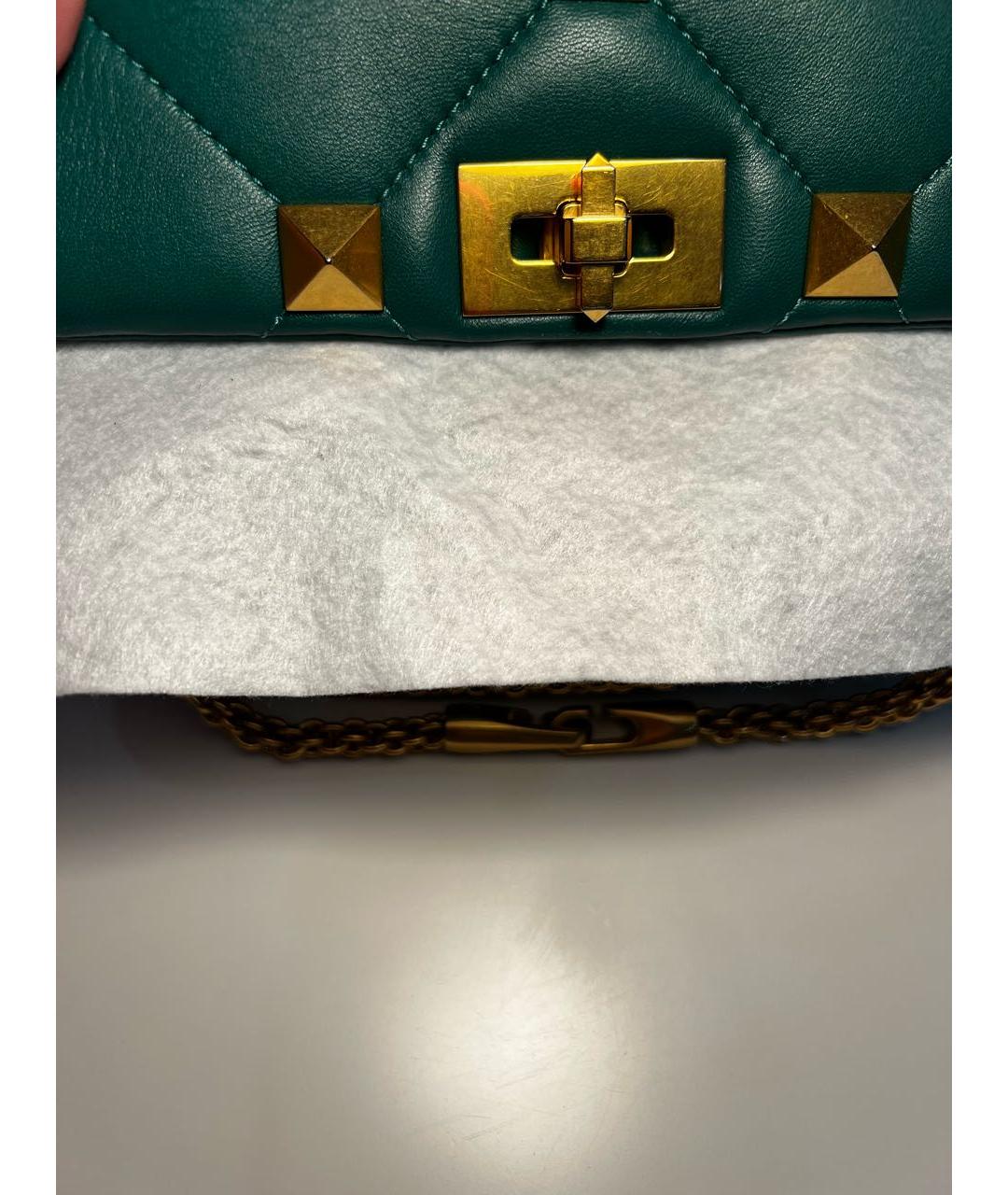 VALENTINO Зеленая кожаная сумка через плечо, фото 7