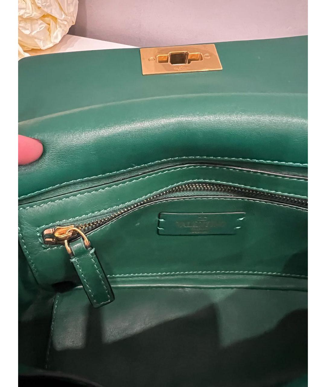 VALENTINO Зеленая кожаная сумка через плечо, фото 4