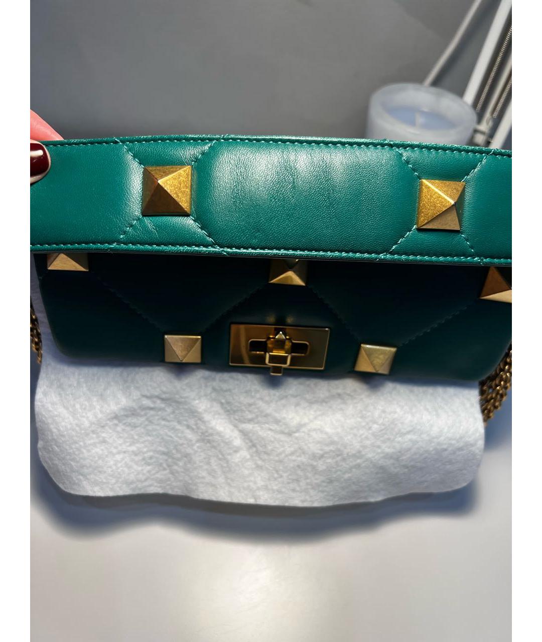 VALENTINO Зеленая кожаная сумка через плечо, фото 3