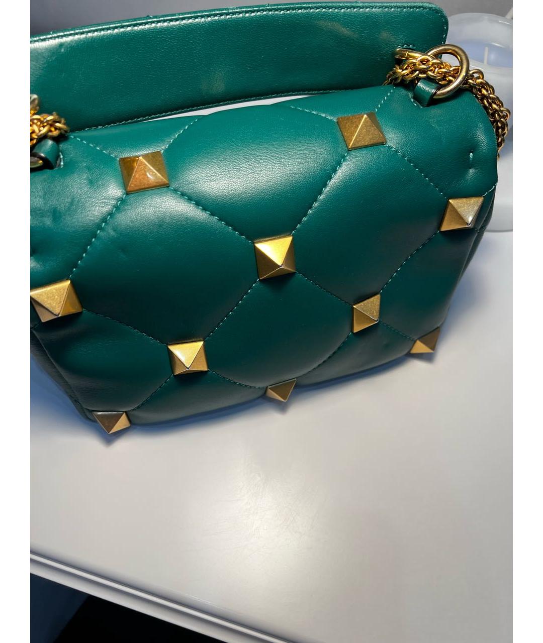 VALENTINO Зеленая кожаная сумка через плечо, фото 2