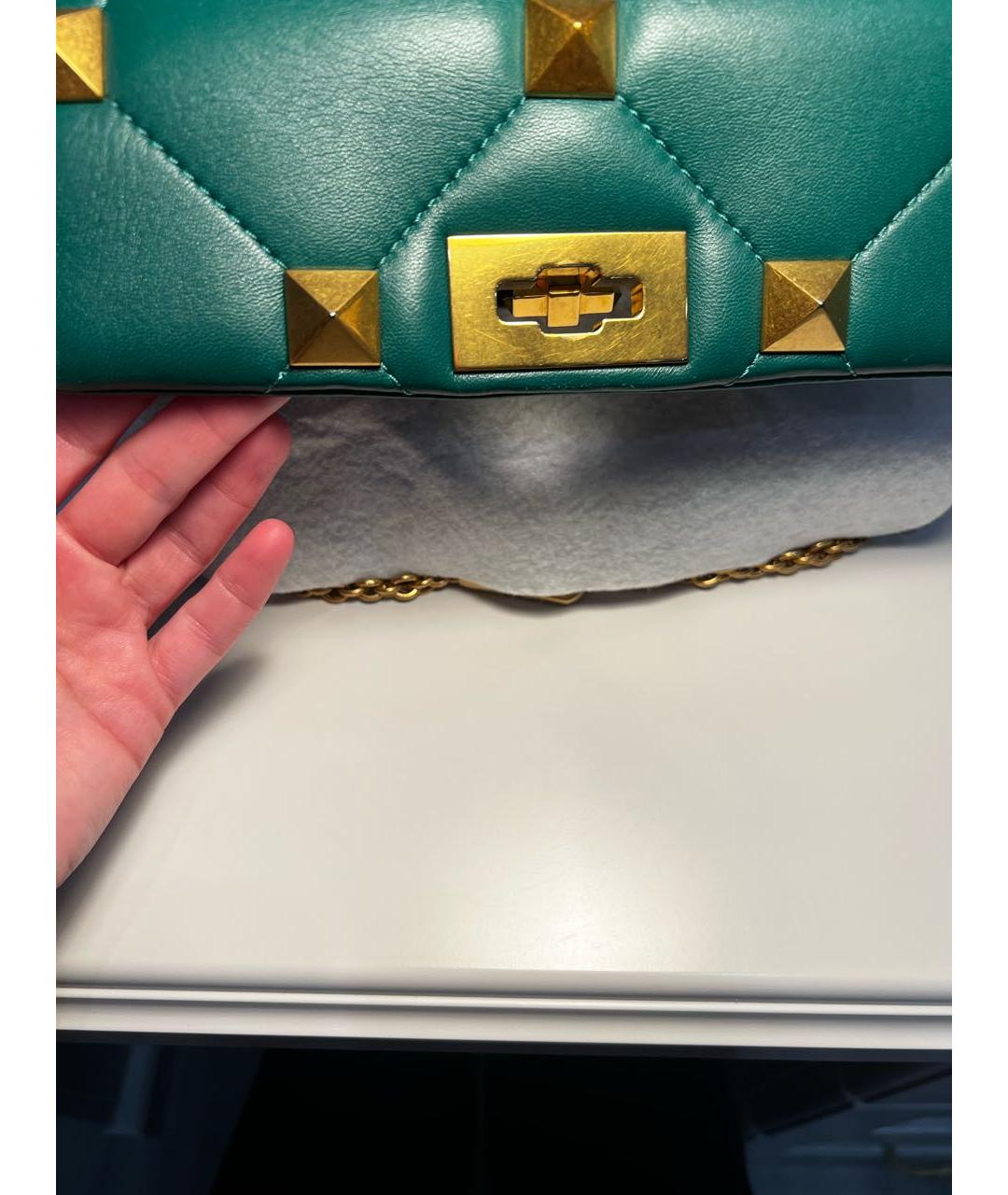 VALENTINO Зеленая кожаная сумка через плечо, фото 8