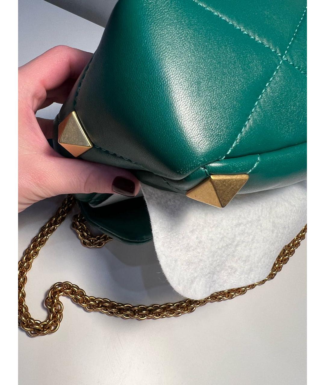 VALENTINO Зеленая кожаная сумка через плечо, фото 6