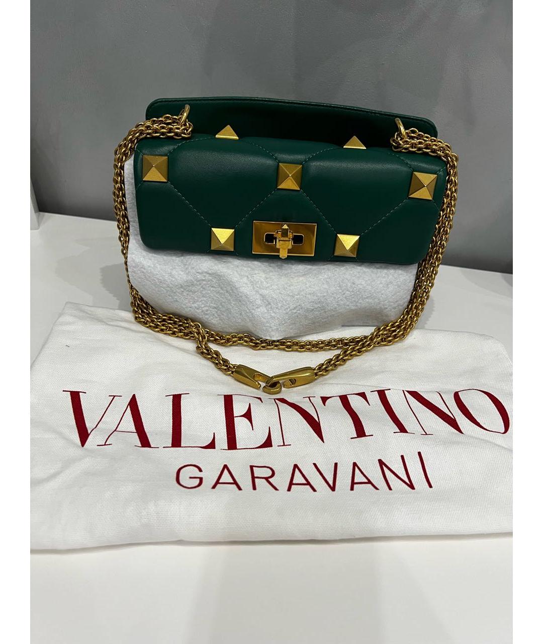 VALENTINO Зеленая кожаная сумка через плечо, фото 9