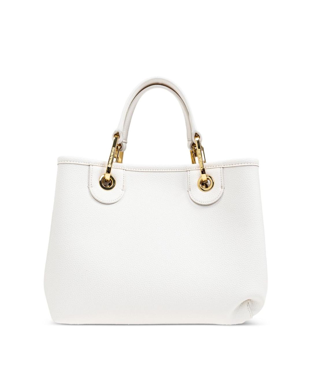 EMPORIO ARMANI Белая сумка с короткими ручками из искусственной кожи, фото 5