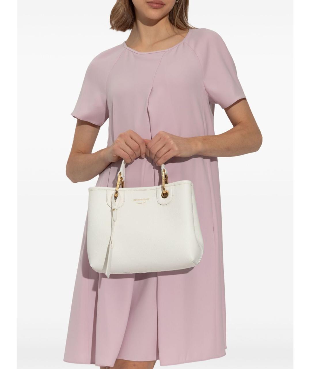EMPORIO ARMANI Белая сумка с короткими ручками из искусственной кожи, фото 4