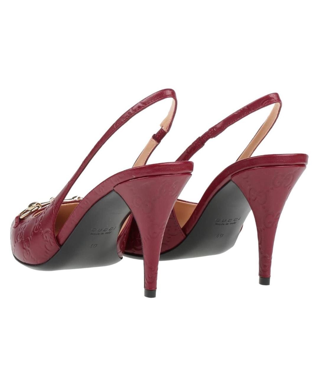 GUCCI Бордовые кожаные туфли, фото 4