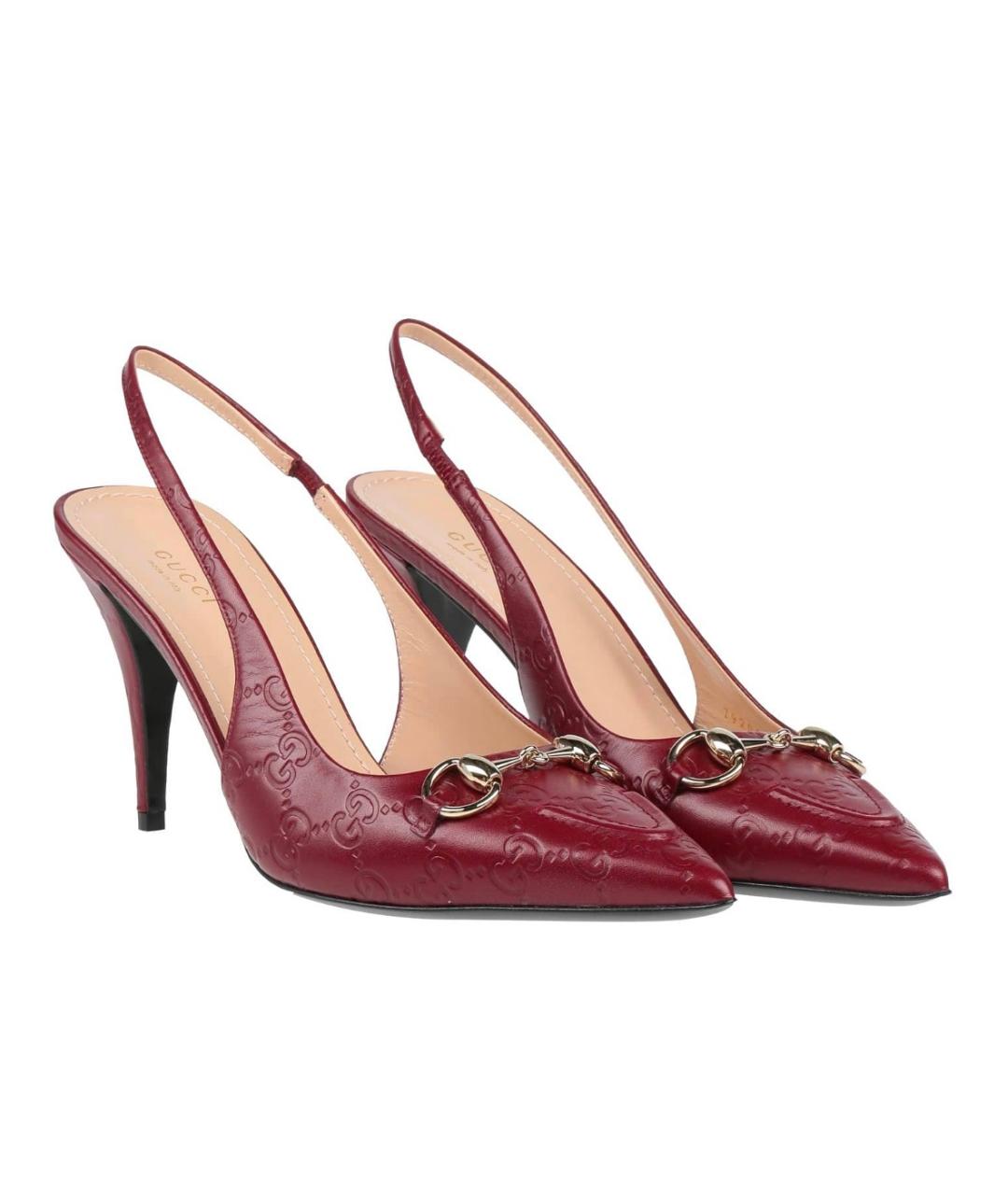 GUCCI Бордовые кожаные туфли, фото 2