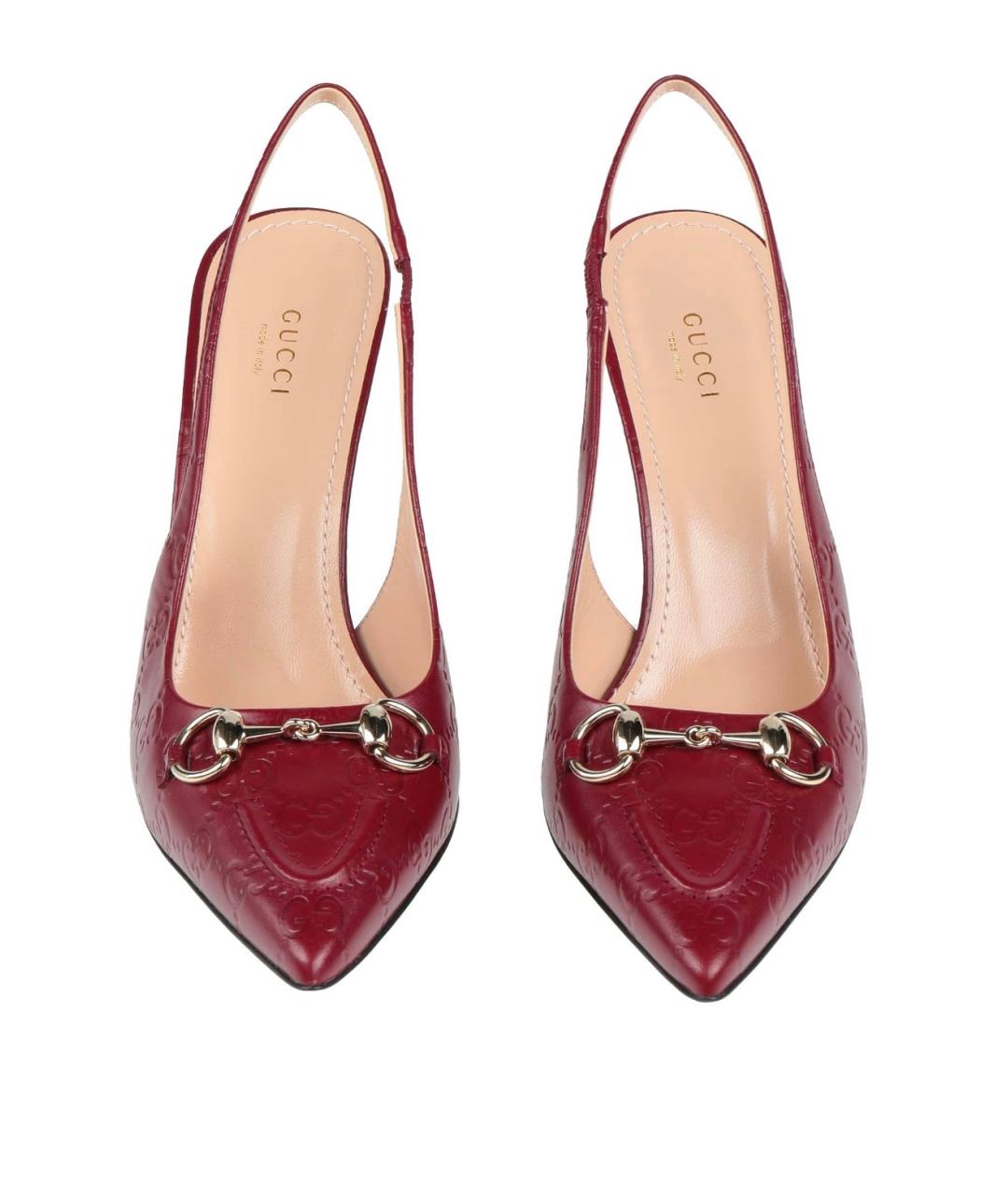 GUCCI Бордовые кожаные туфли, фото 3