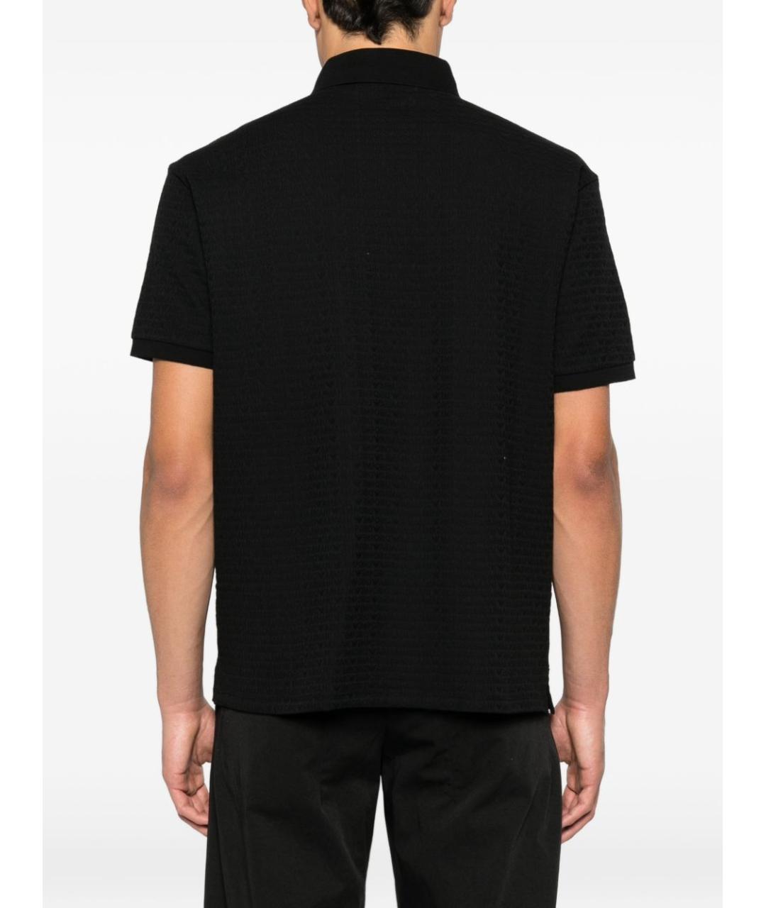 EMPORIO ARMANI Черное хлопковое поло с коротким рукавом, фото 4