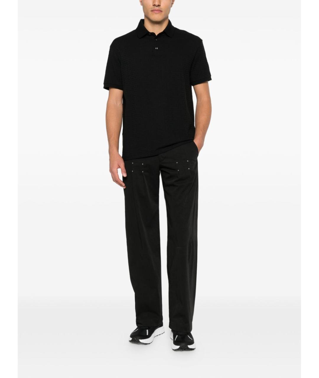 EMPORIO ARMANI Черное хлопковое поло с коротким рукавом, фото 5
