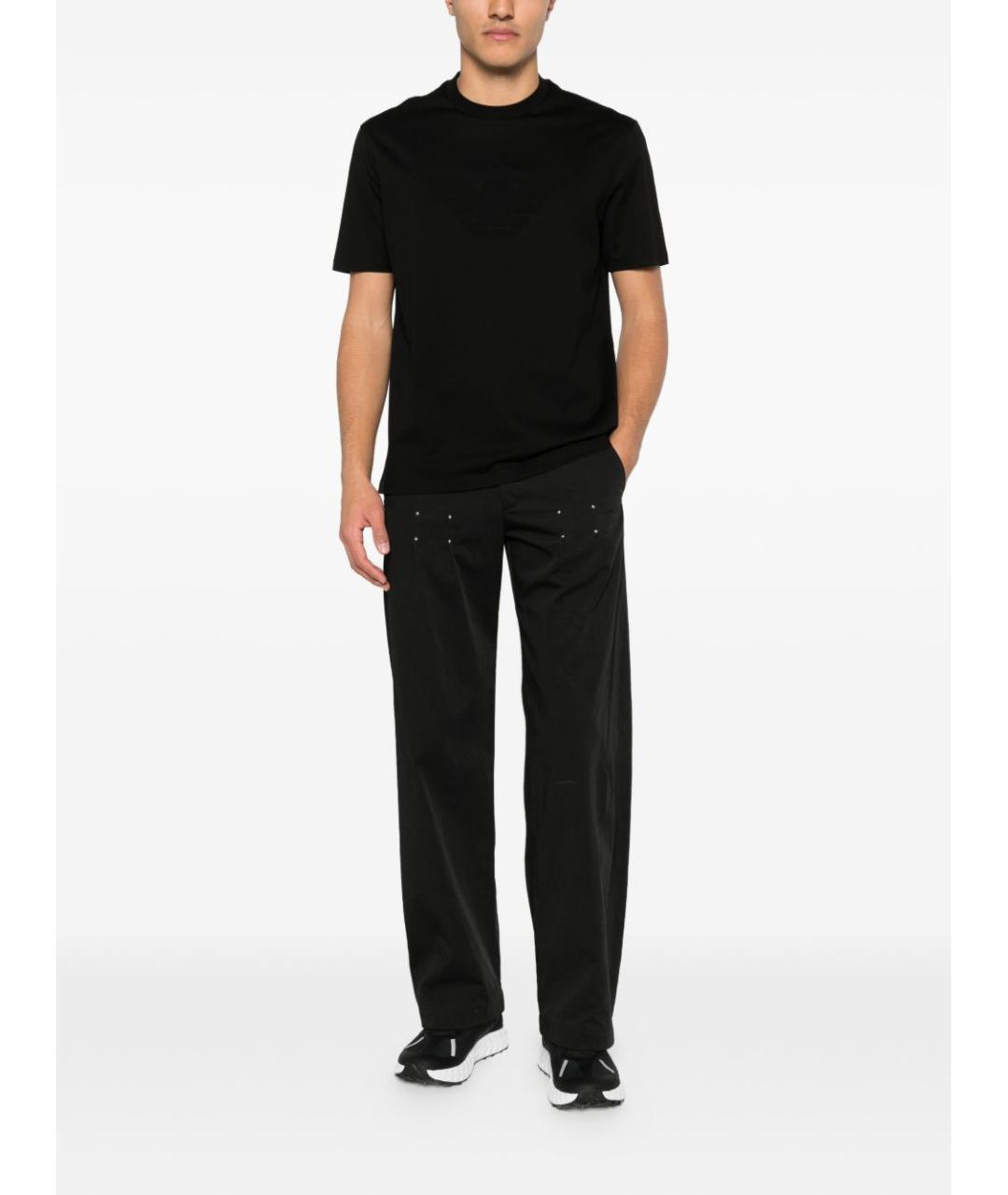 EMPORIO ARMANI Черная хлопковая футболка, фото 3