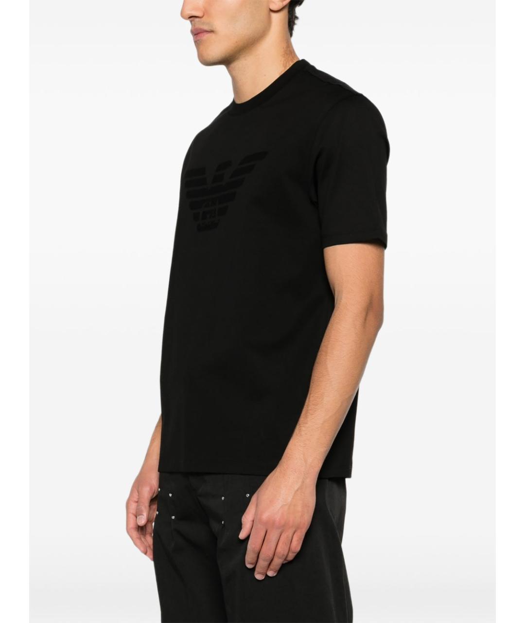 EMPORIO ARMANI Черная хлопковая футболка, фото 5