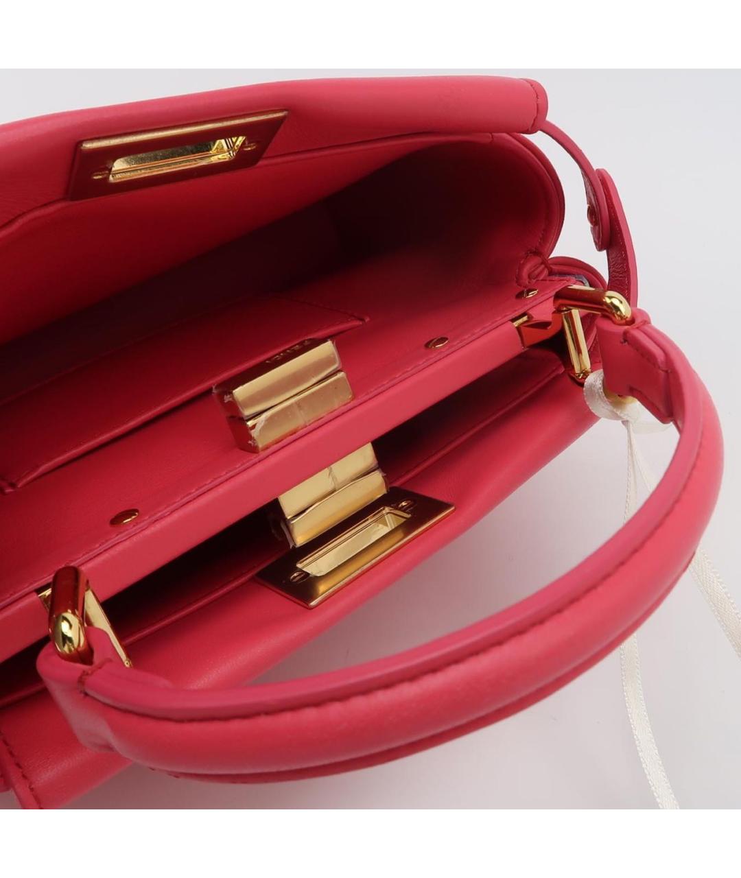 FENDI Розовая кожаная сумка с короткими ручками, фото 6
