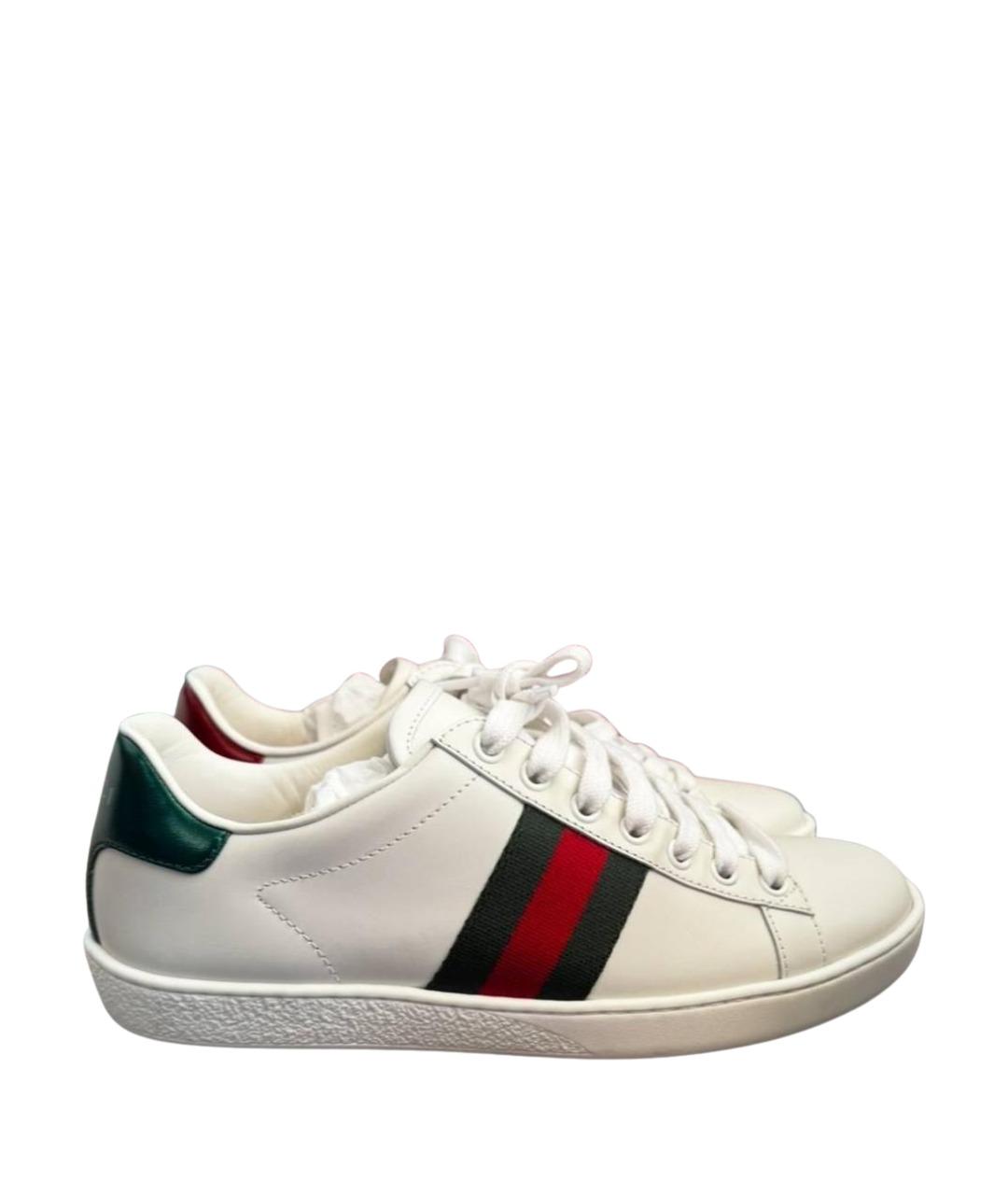 GUCCI Белые кожаные кеды, фото 1