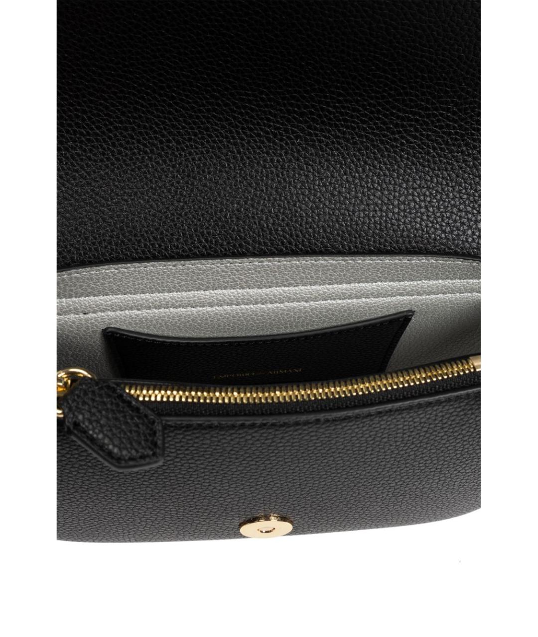 EMPORIO ARMANI Черная кожаная сумка через плечо, фото 5