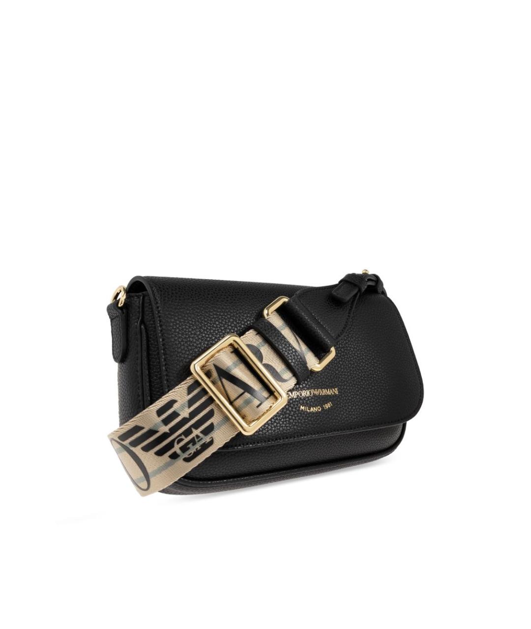 EMPORIO ARMANI Черная кожаная сумка через плечо, фото 2