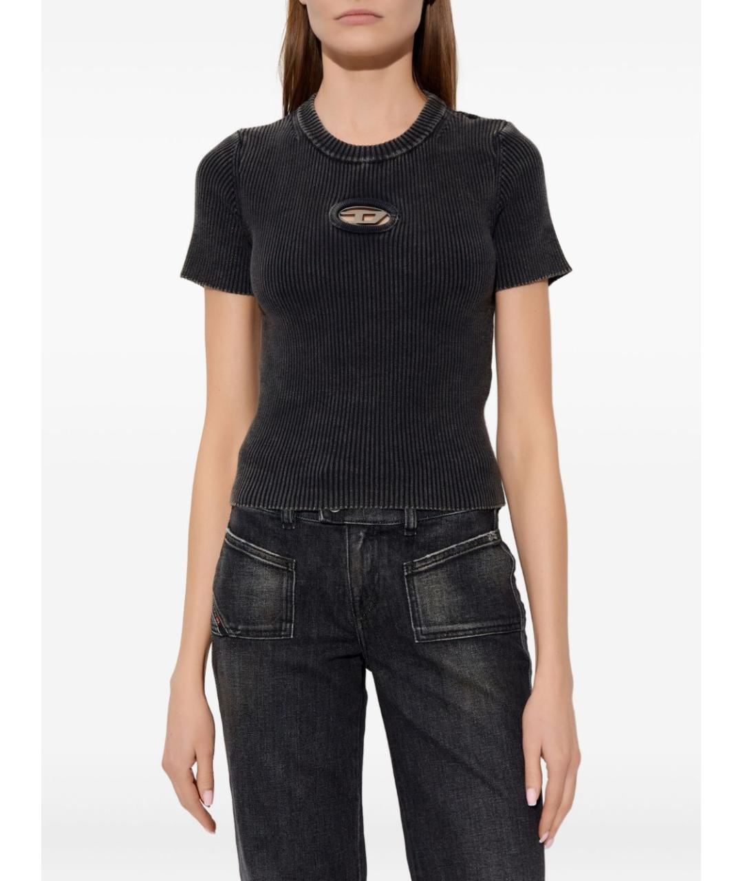 DIESEL Черная хлопковая футболка, фото 4