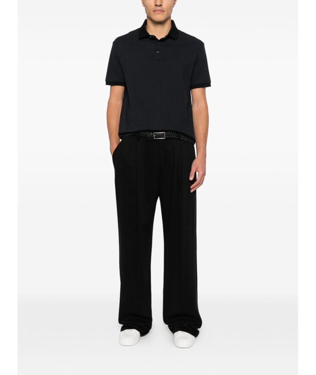 EMPORIO ARMANI Синее хлопковое поло с коротким рукавом, фото 3