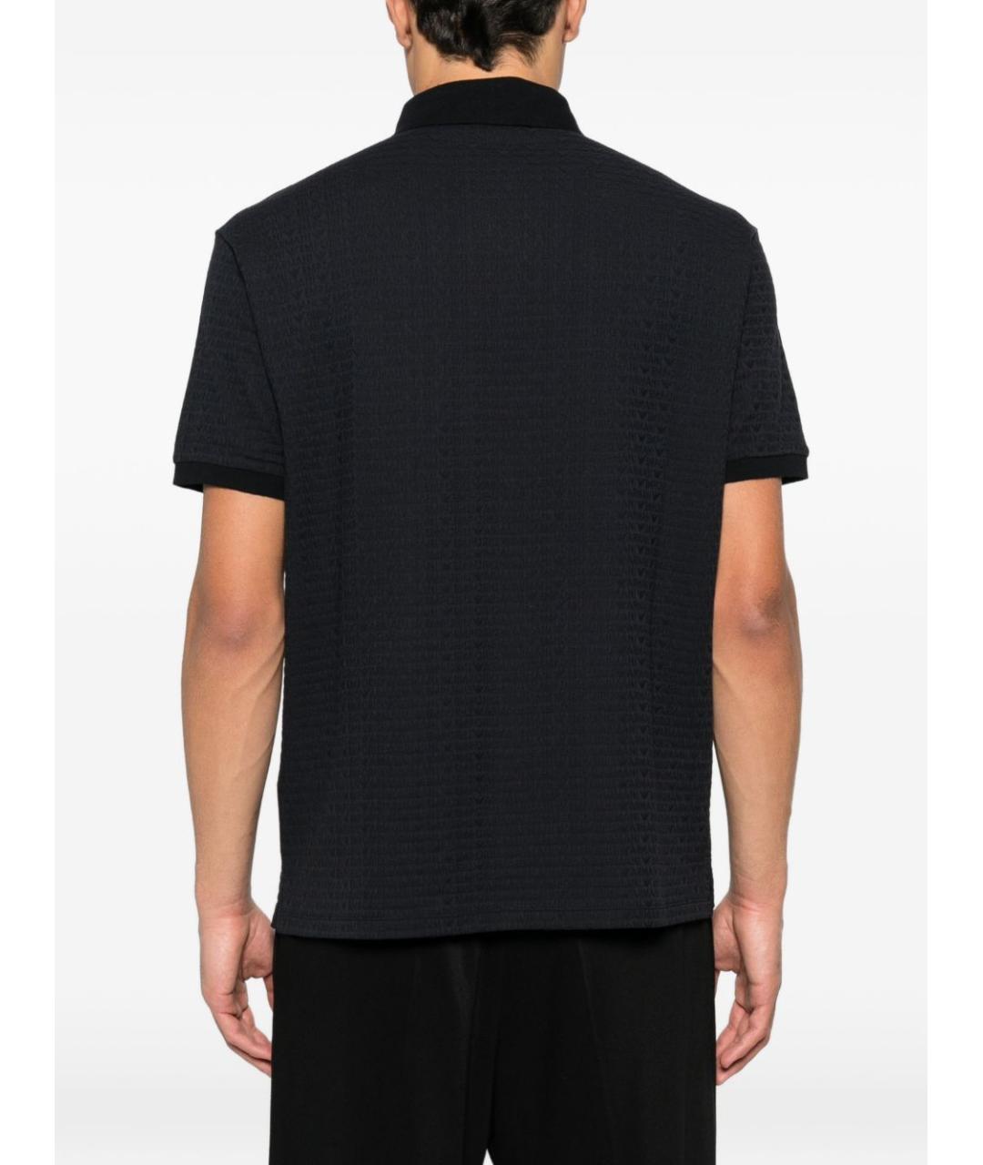 EMPORIO ARMANI Синее хлопковое поло с коротким рукавом, фото 4