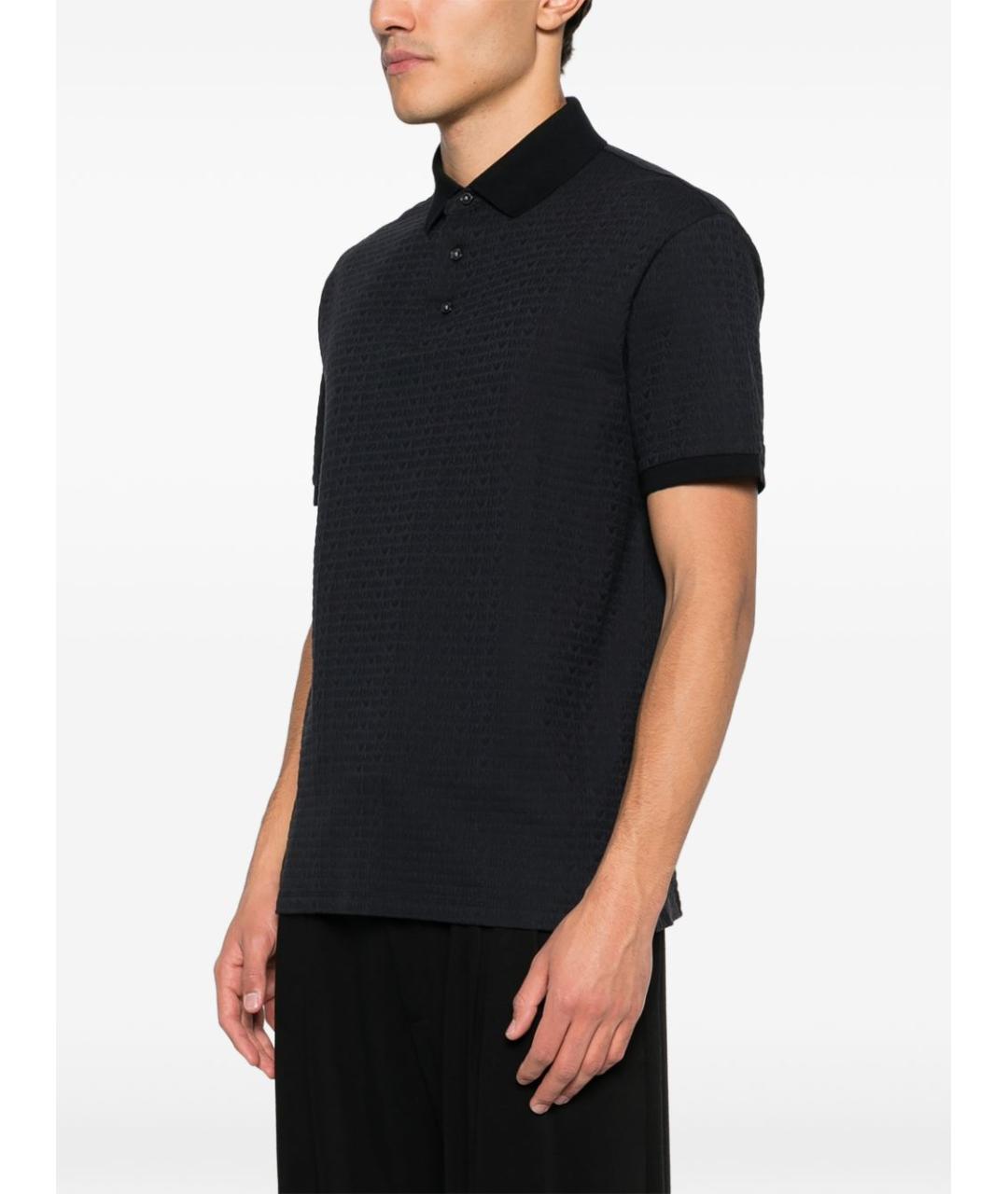 EMPORIO ARMANI Синее хлопковое поло с коротким рукавом, фото 5