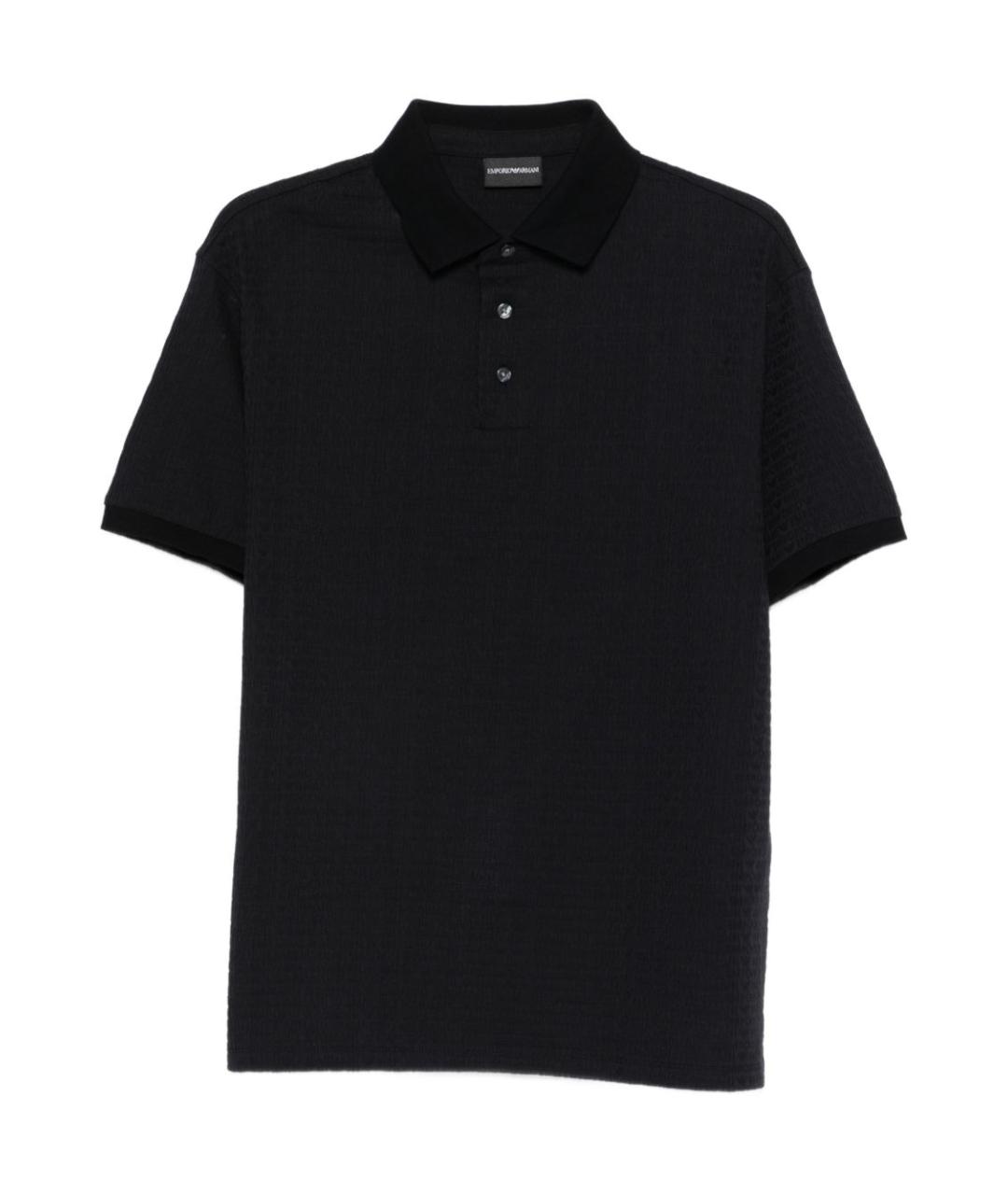 EMPORIO ARMANI Синее хлопковое поло с коротким рукавом, фото 1