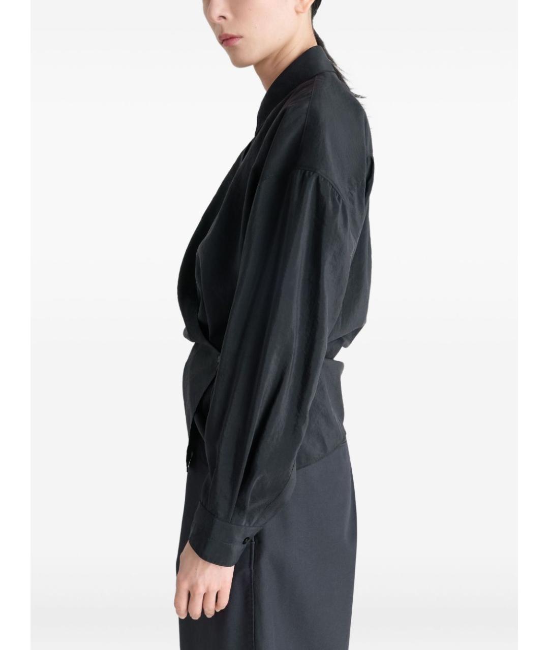 LEMAIRE Черная шелковая блузы, фото 5