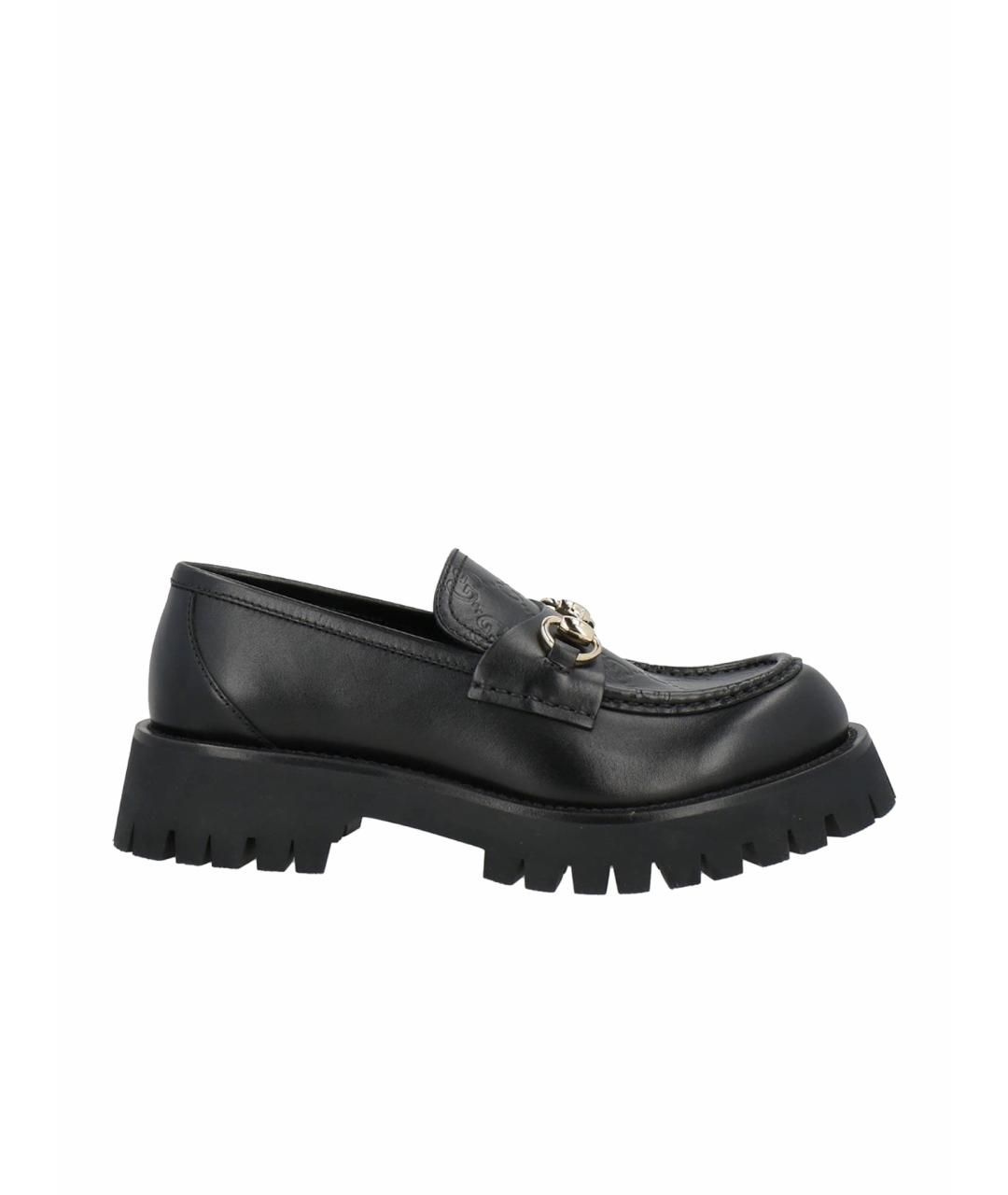 GUCCI Черные кожаные лоферы, фото 1