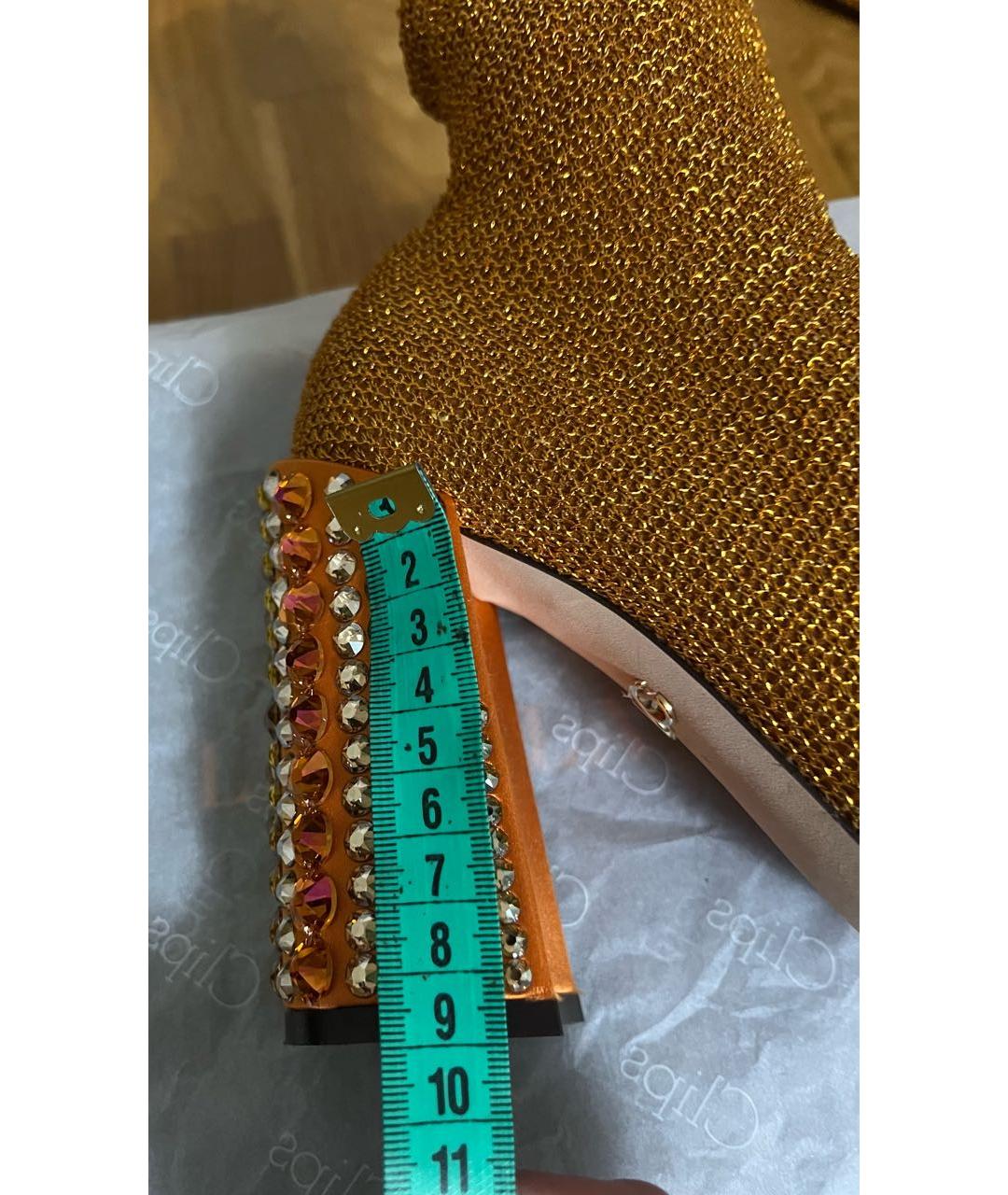 DOLCE&GABBANA Золотые текстильные ботильоны, фото 6