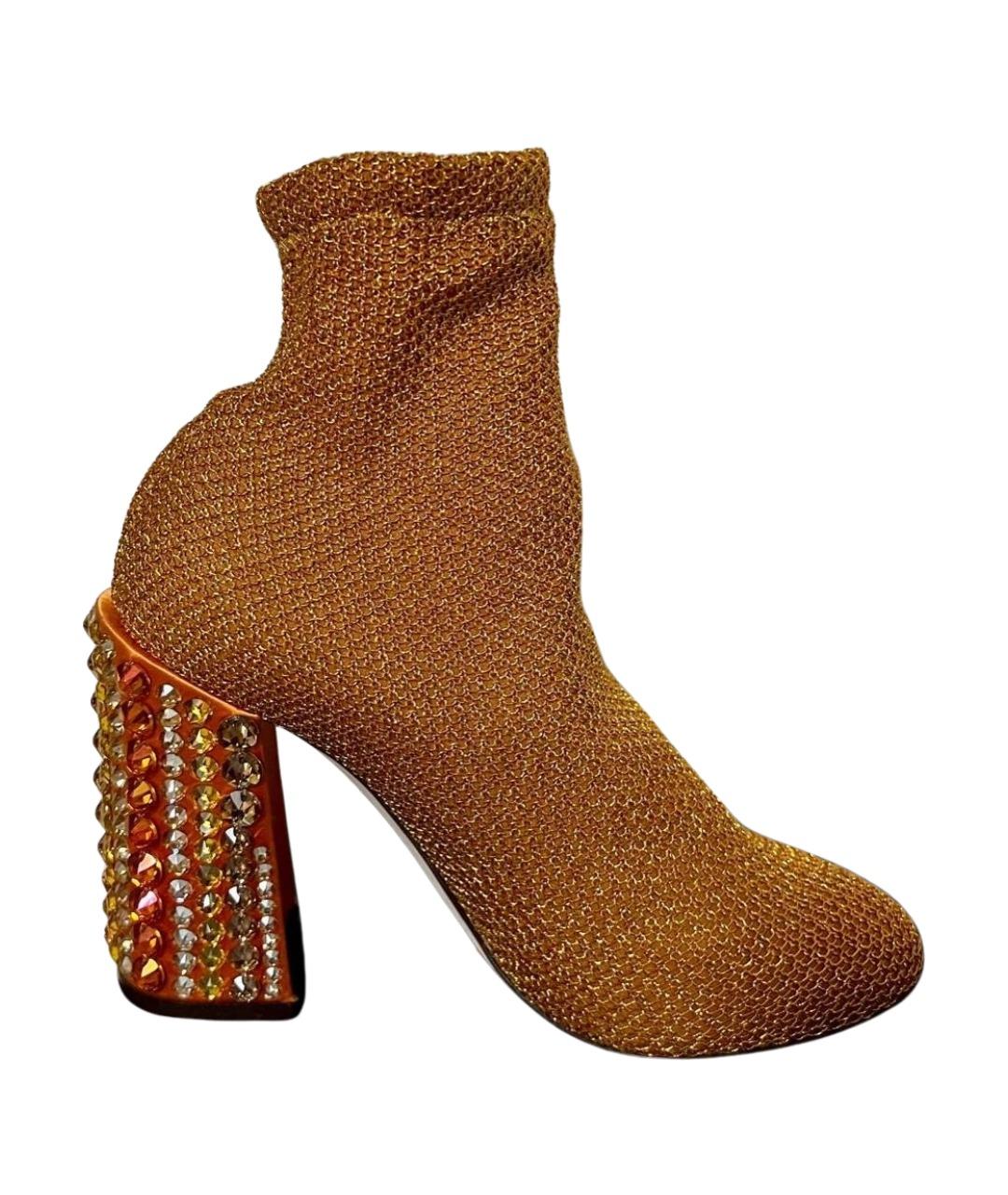 DOLCE&GABBANA Золотые текстильные ботильоны, фото 1