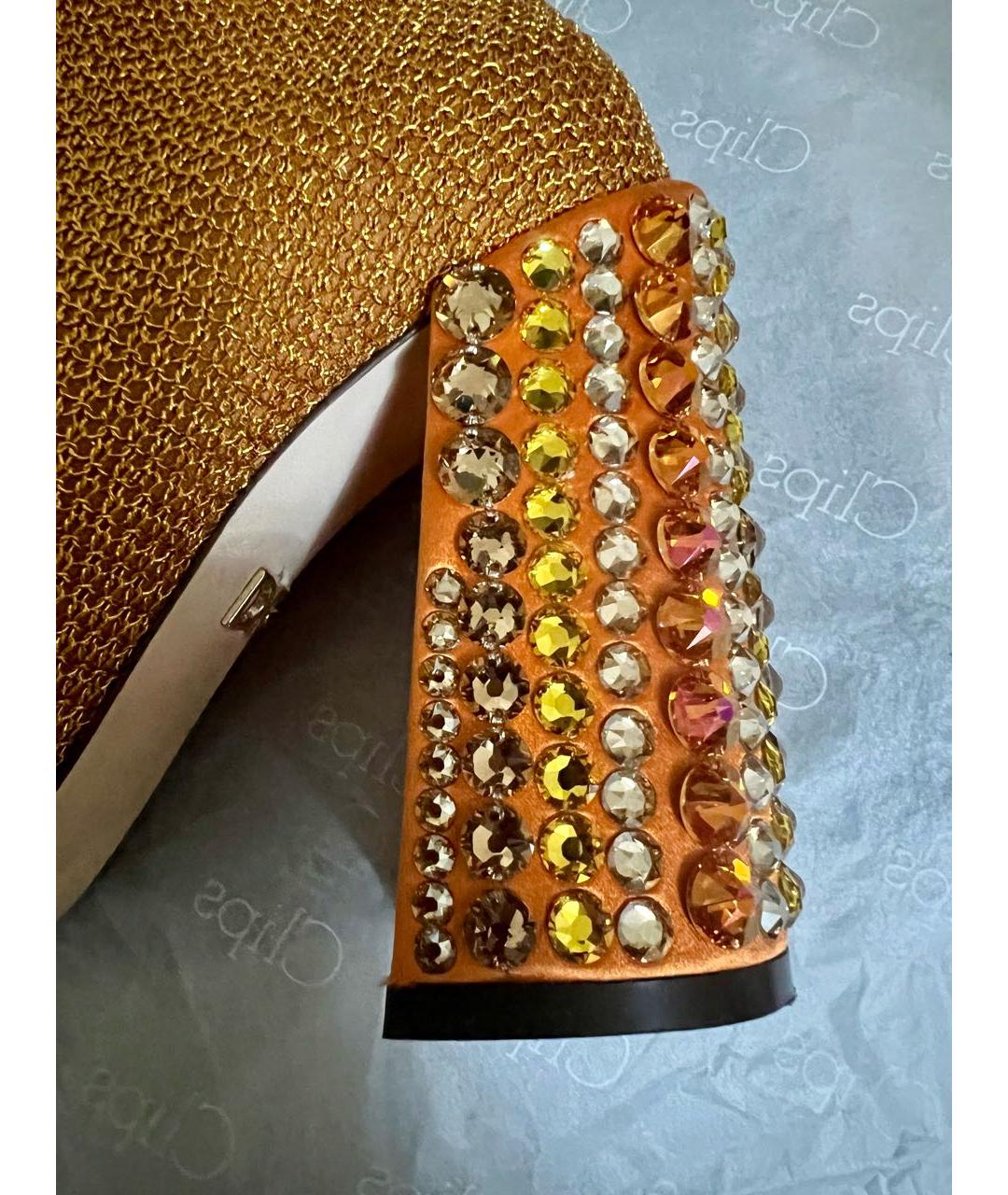 DOLCE&GABBANA Золотые текстильные ботильоны, фото 5