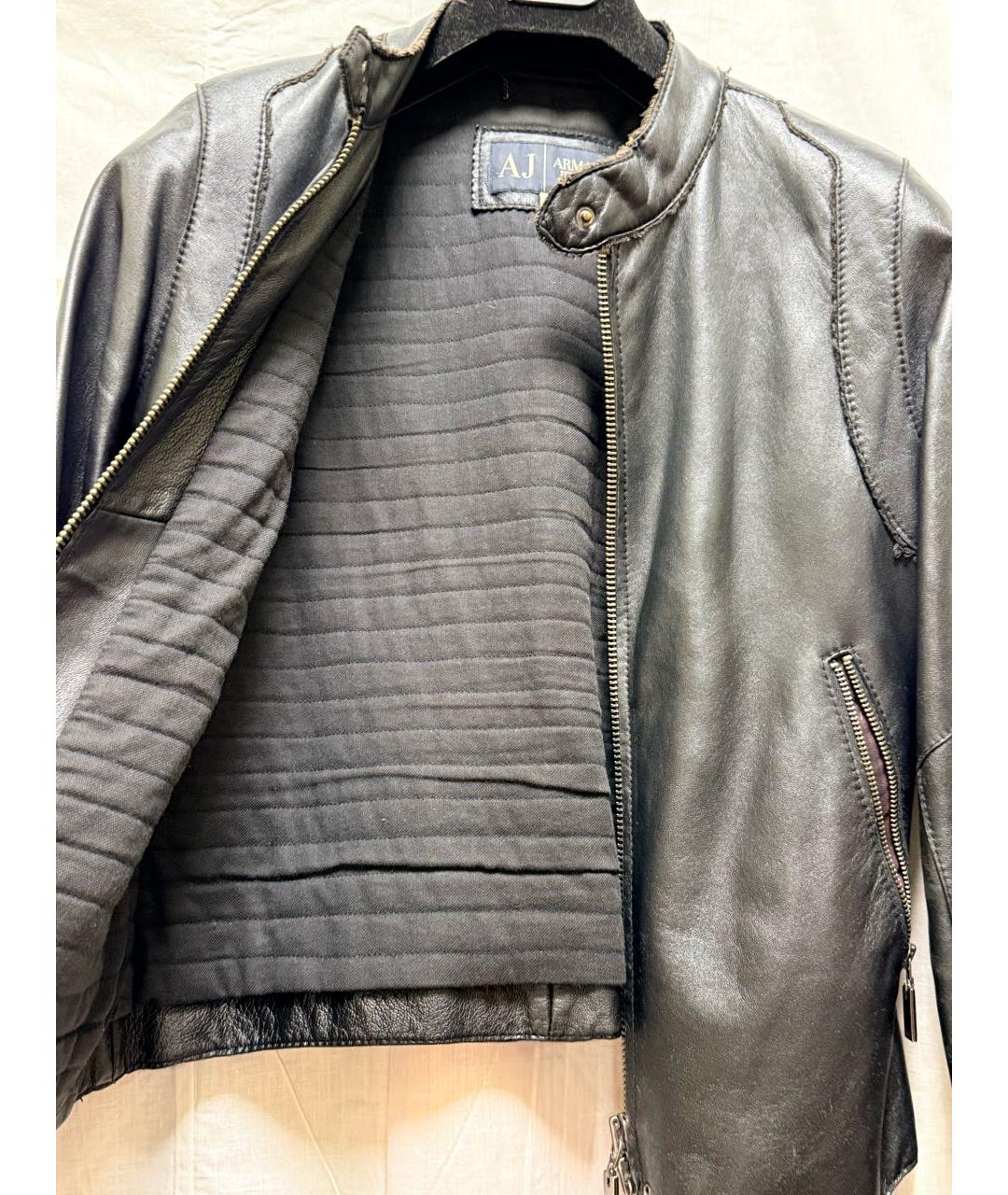 EMPORIO ARMANI Черная кожаная куртка, фото 3