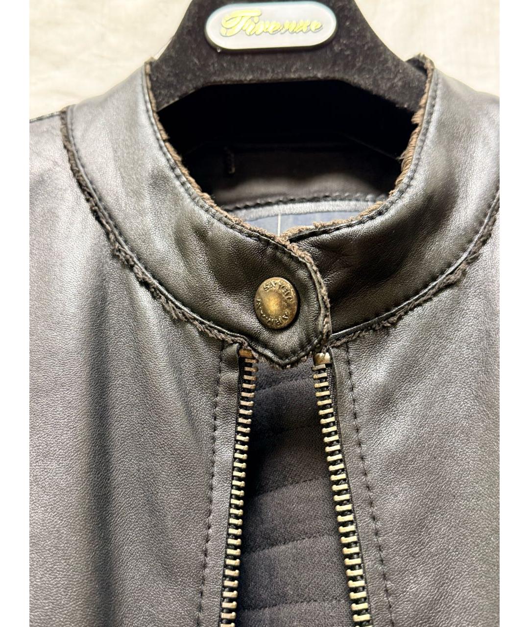 EMPORIO ARMANI Черная кожаная куртка, фото 4