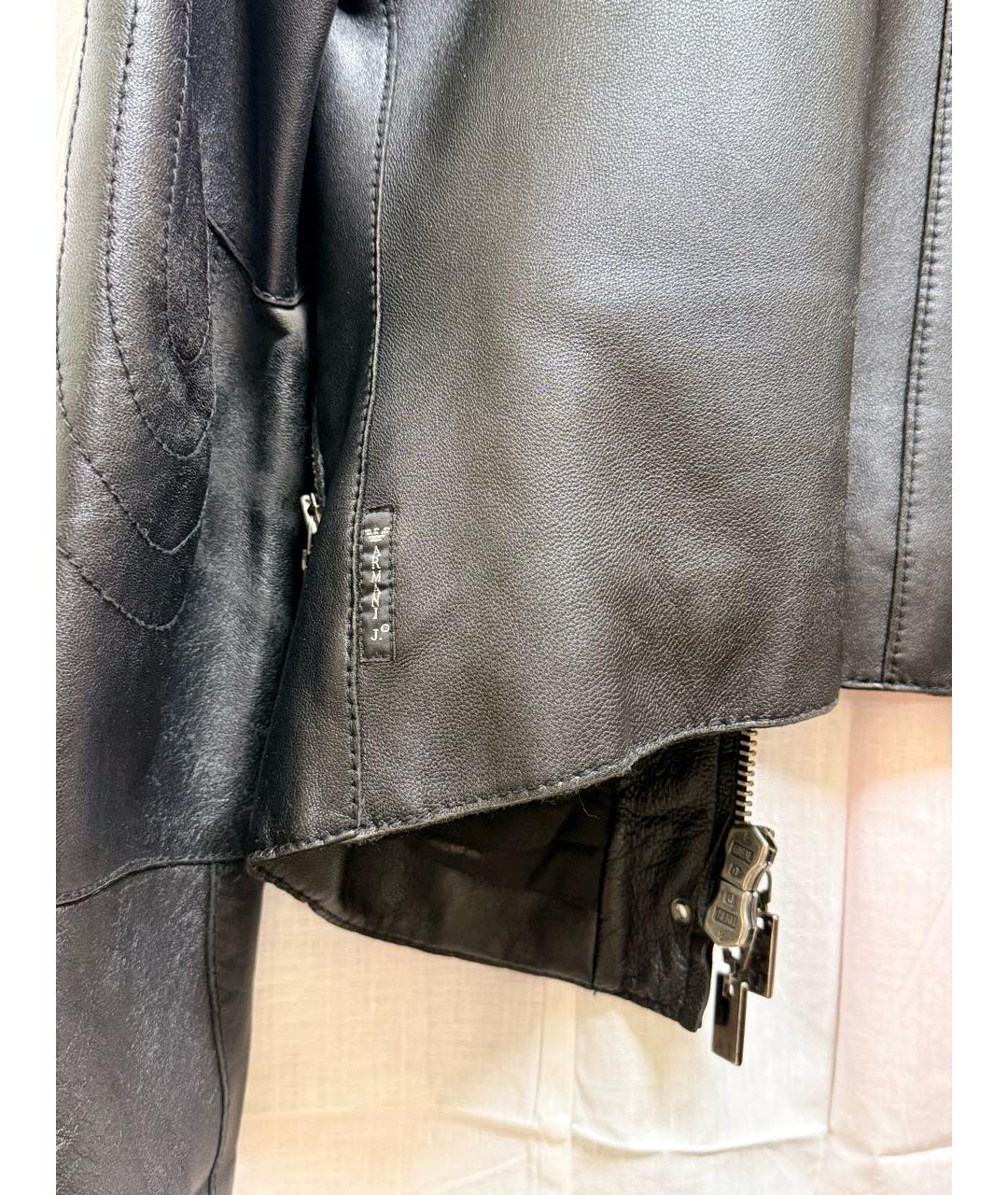 EMPORIO ARMANI Черная кожаная куртка, фото 7