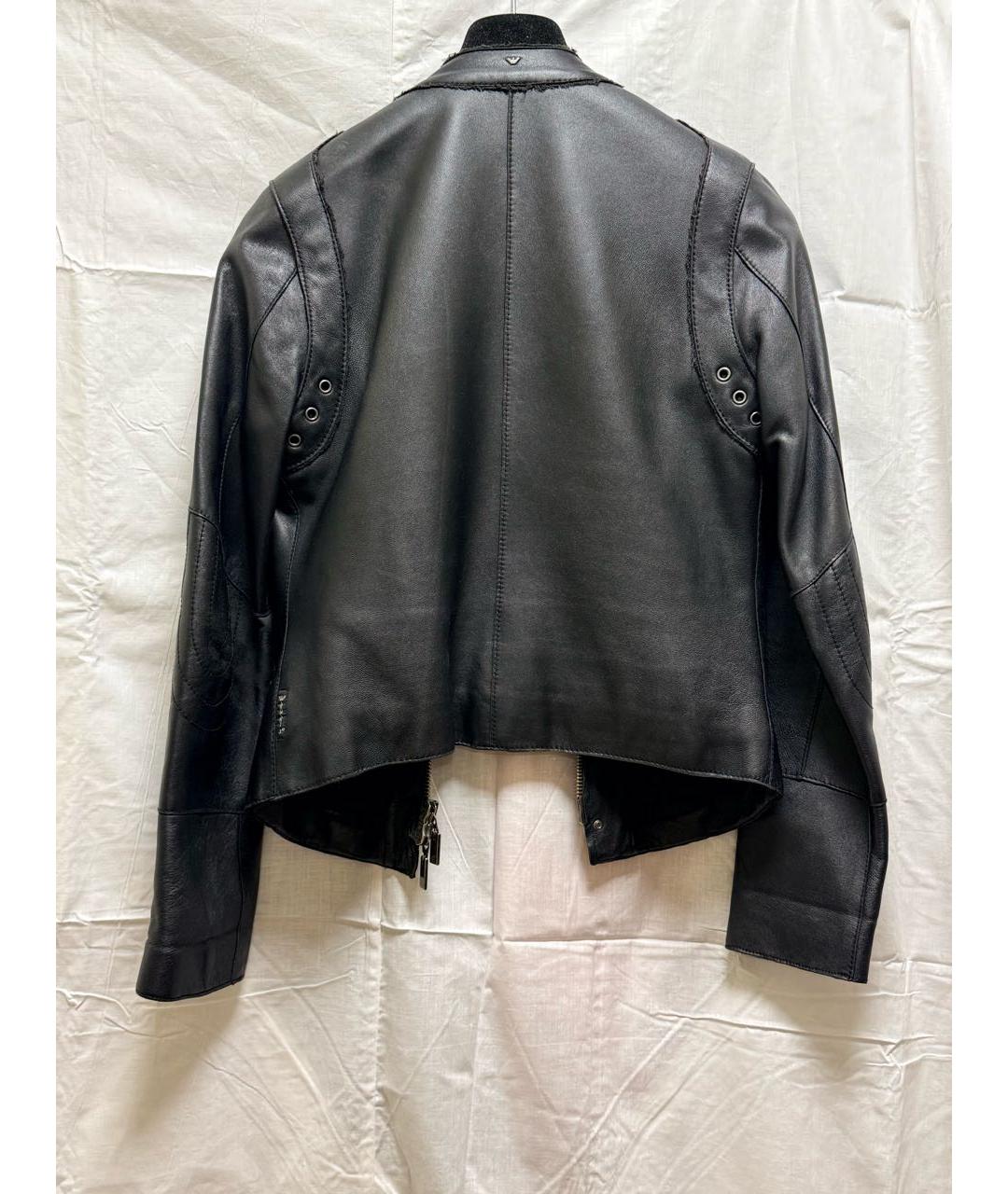 EMPORIO ARMANI Черная кожаная куртка, фото 2