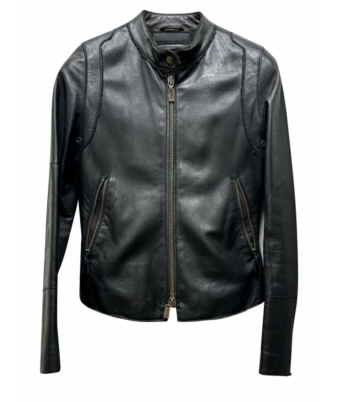 EMPORIO ARMANI Черная кожаная куртка, фото 1