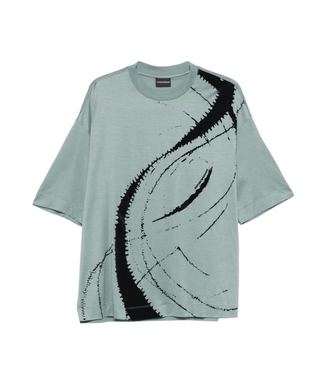 EMPORIO ARMANI Голубая хлопковая футболка, фото 1