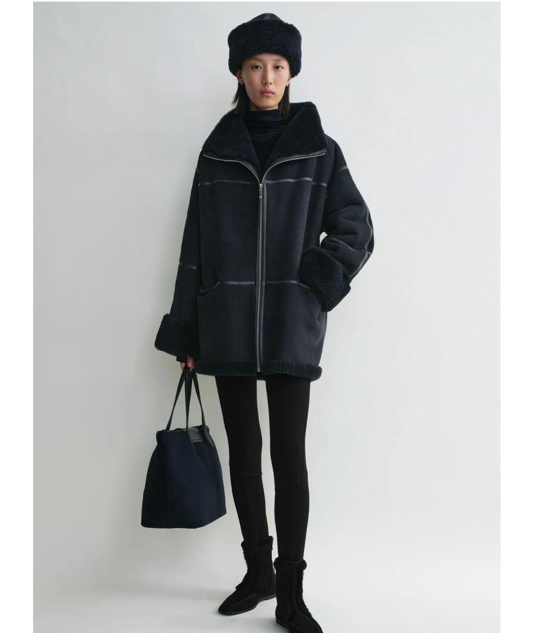 TOTEME Темно-синяя кожаная дубленка, фото 2