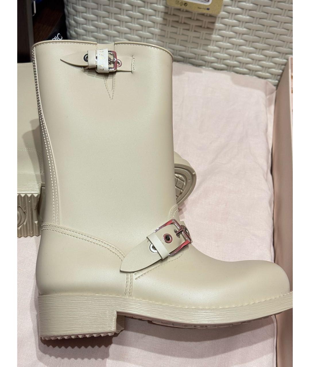 SERGIO ROSSI Бежевые резиновые сапоги, фото 9