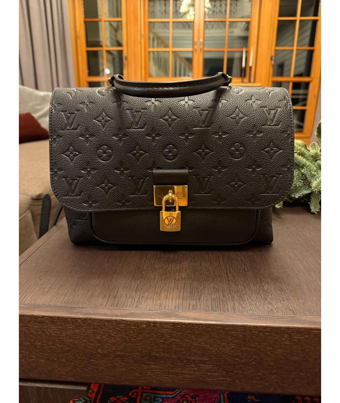 LOUIS VUITTON Черная кожаная сумка тоут, фото 5