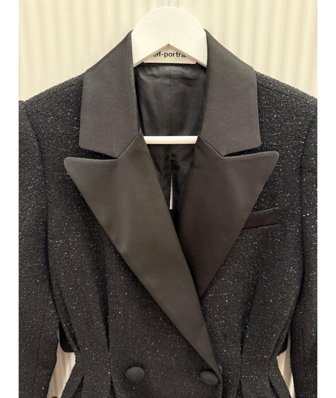 SELF-PORTRAIT Черное твидовое коктейльное платье, фото 5