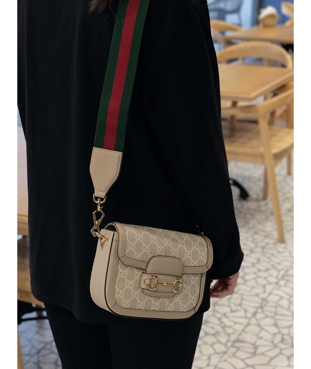 GUCCI Бежевая кожаная сумка через плечо, фото 5
