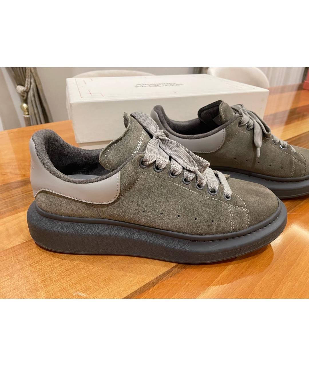 ALEXANDER MCQUEEN Антрацитовые замшевые низкие кроссовки / кеды, фото 9