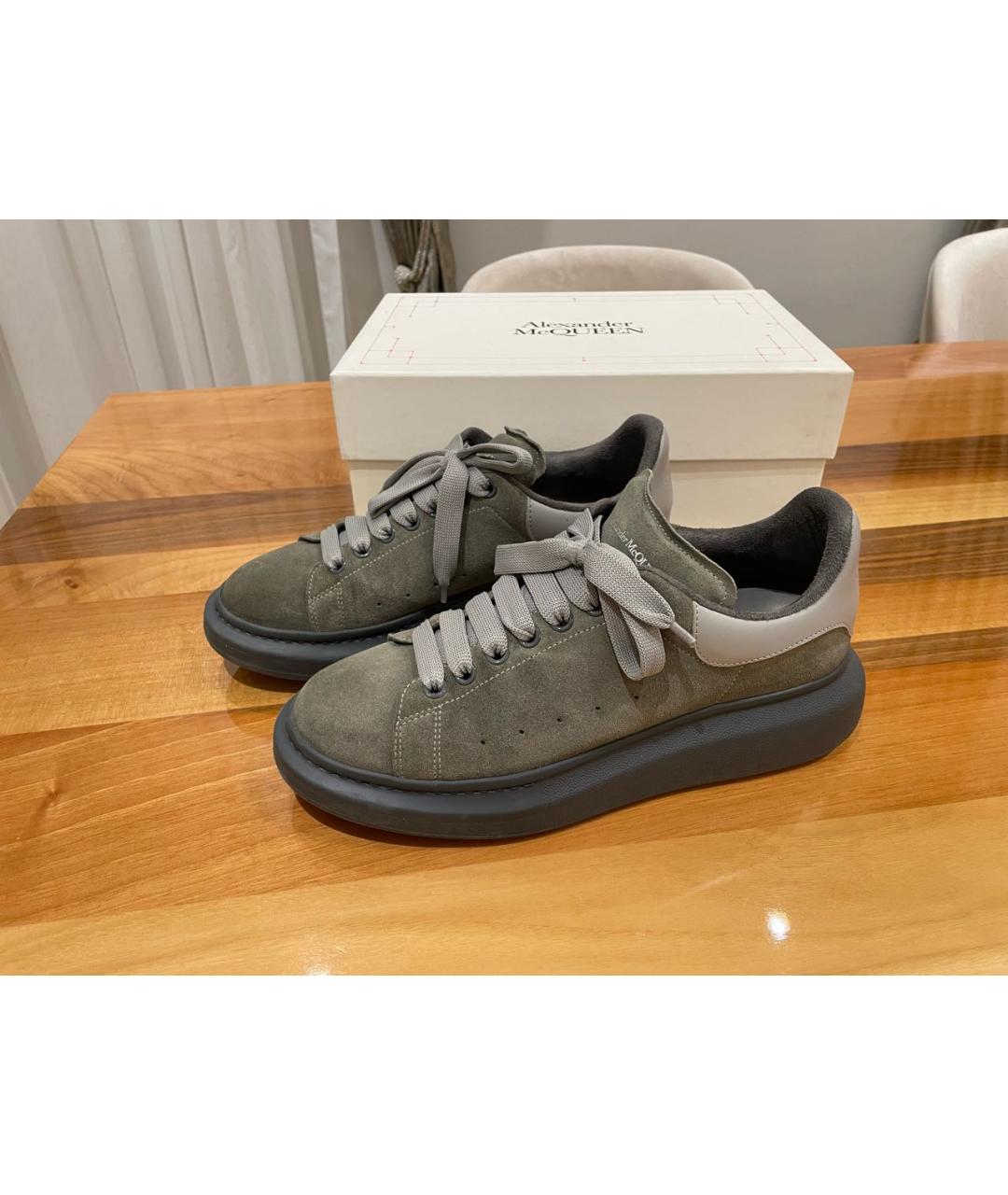 ALEXANDER MCQUEEN Антрацитовые замшевые низкие кроссовки / кеды, фото 7