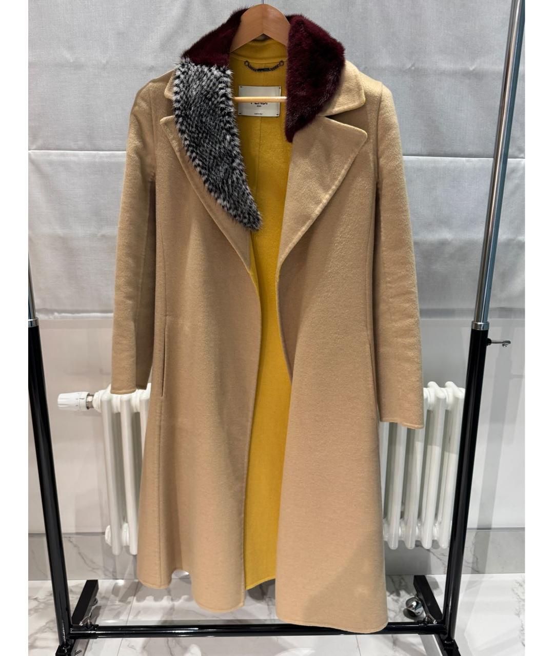FENDI Бежевое кашемировое пальто, фото 6